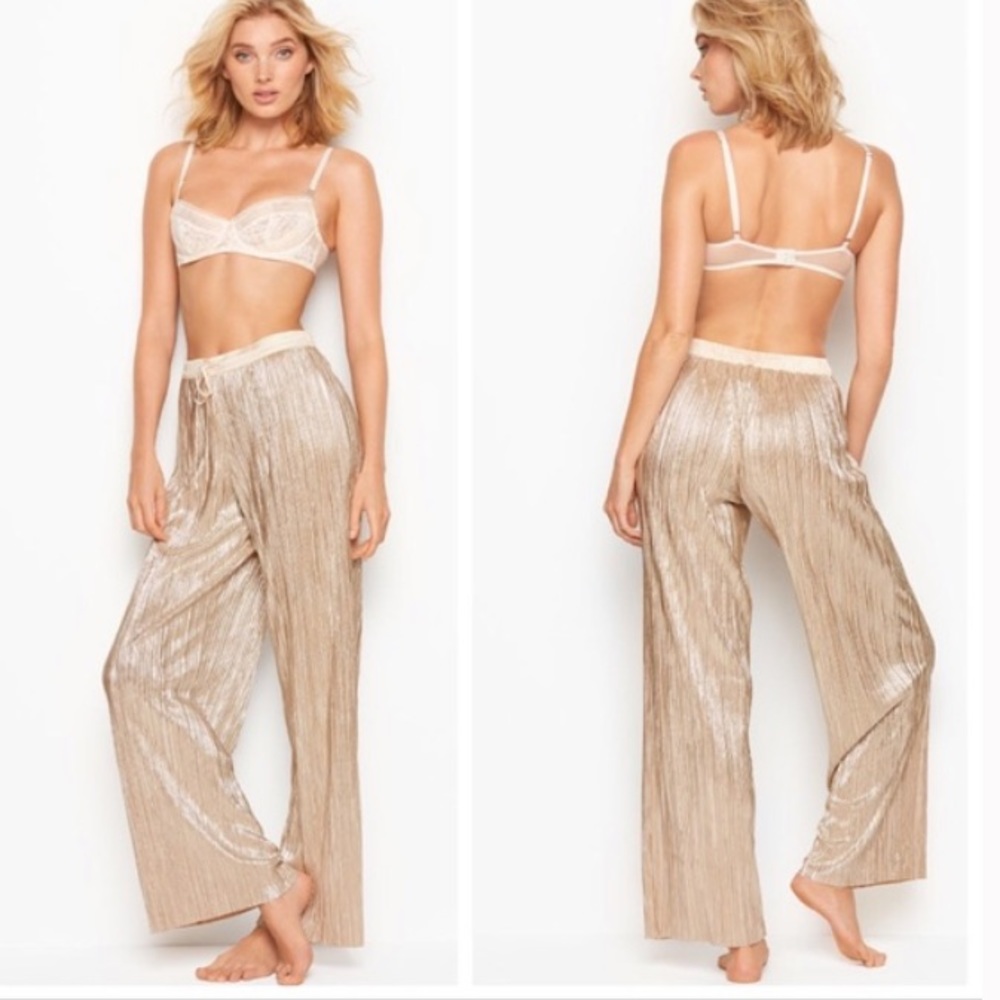 NWT Victoria Secret Shine Pleat Gold Pajama Set🌟 - Picture 2 of 4